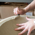 Meghan Downs at work in her studio 2019